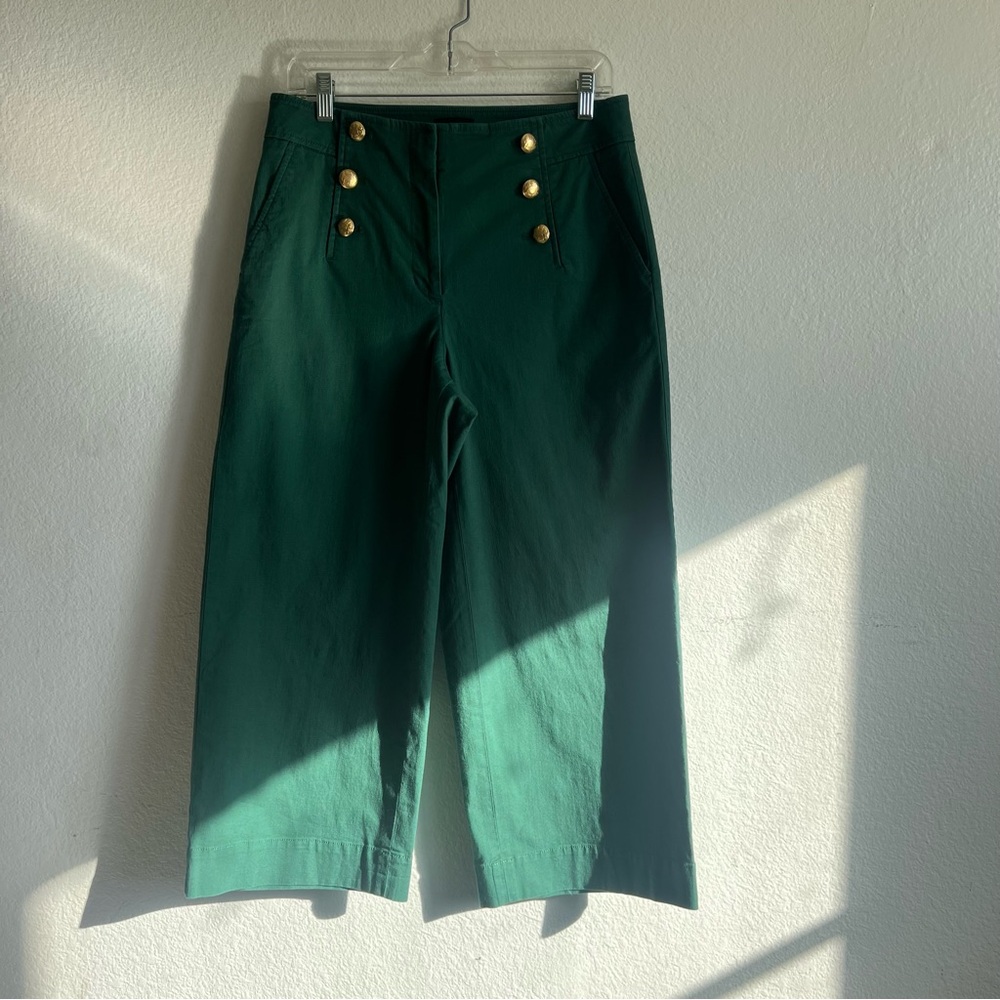 Talbots Cotton Slub Sailor Crop Pants Green Size 6 NWT - Picture 3 of 13